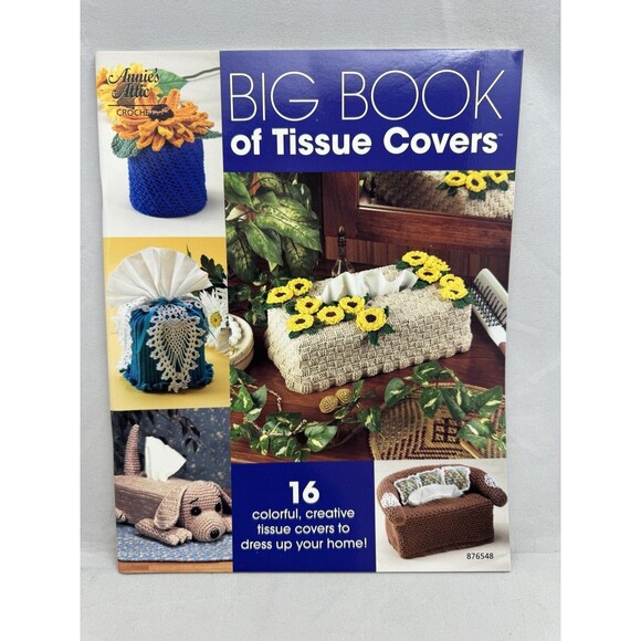 Big Book Tissue Covers Annies Attic Crochet Pattern Booklet 876548 Floral Puppy - Picture 1 of 5